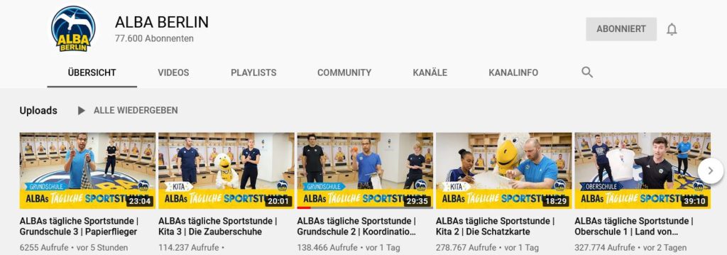 YouTube Channel Alba Berlin